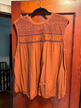 Old Navy Burnt Orange Crochet Yoke Tank